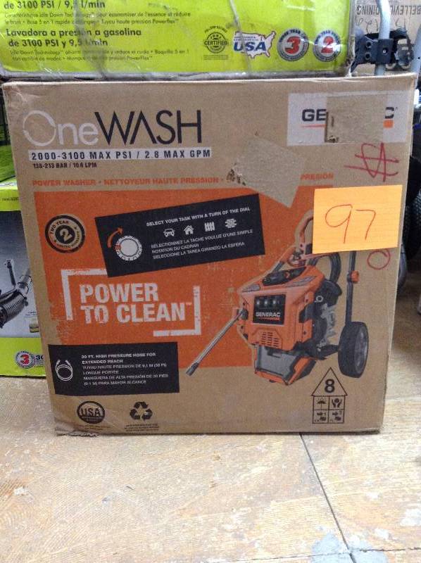 Generac One Wash 2000-3100 PSI Preassure Washer never used