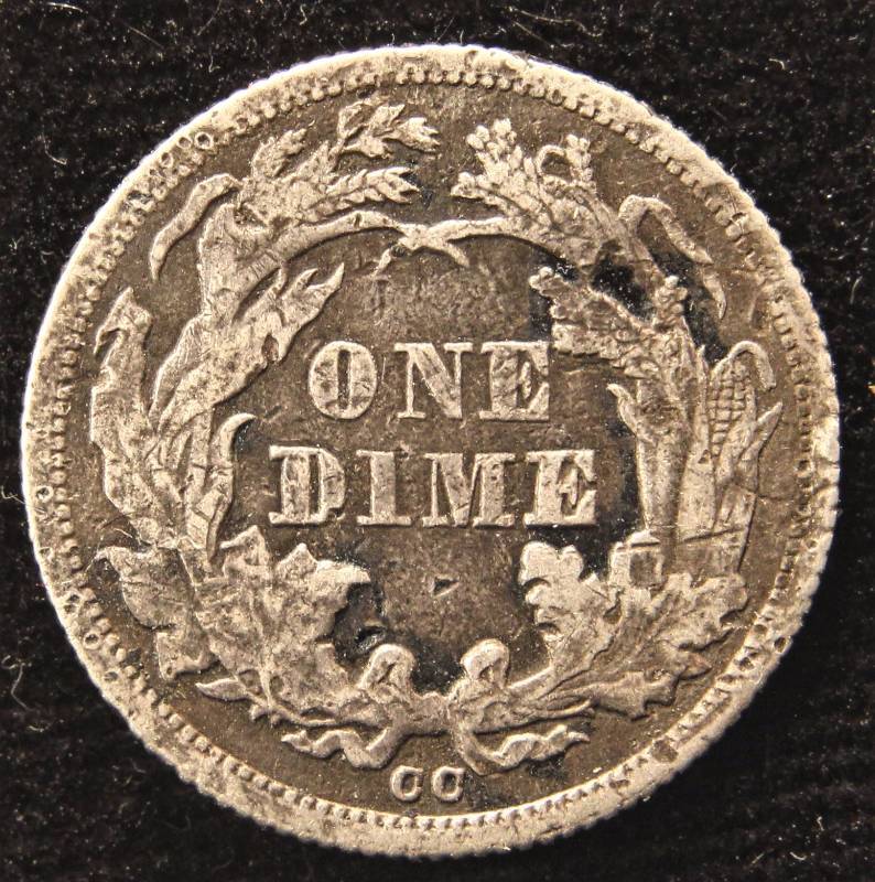 1875CC CARSON CITY SEATED LIBERTY SILVER DIME VF DETAILS