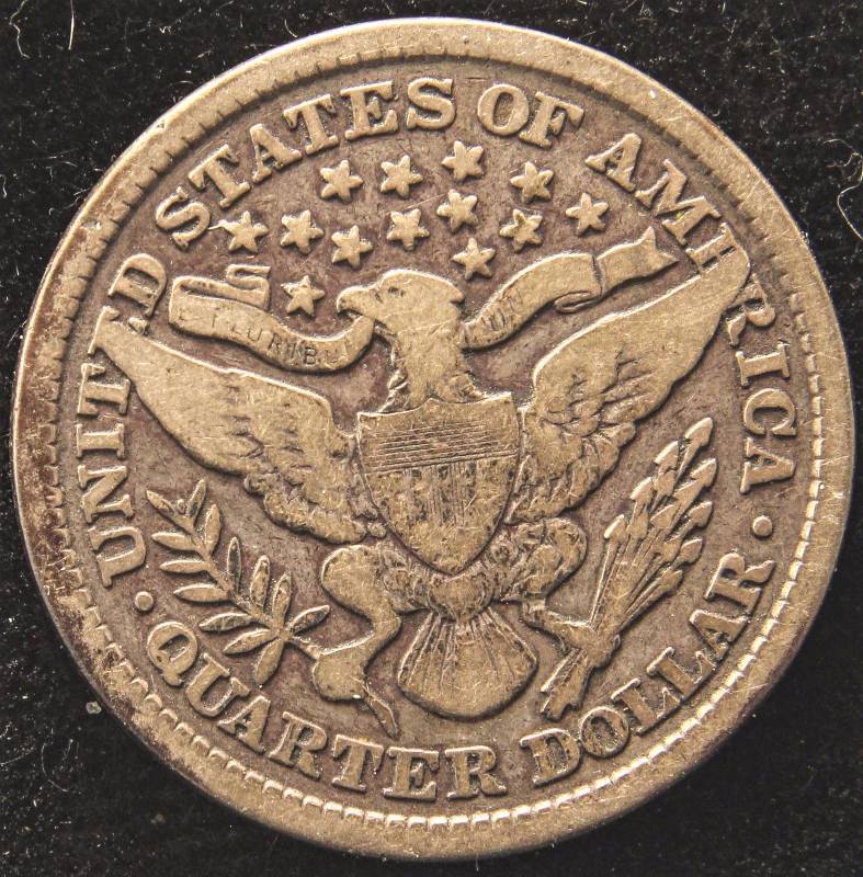1899 BARBER SILVER QUARTER VG