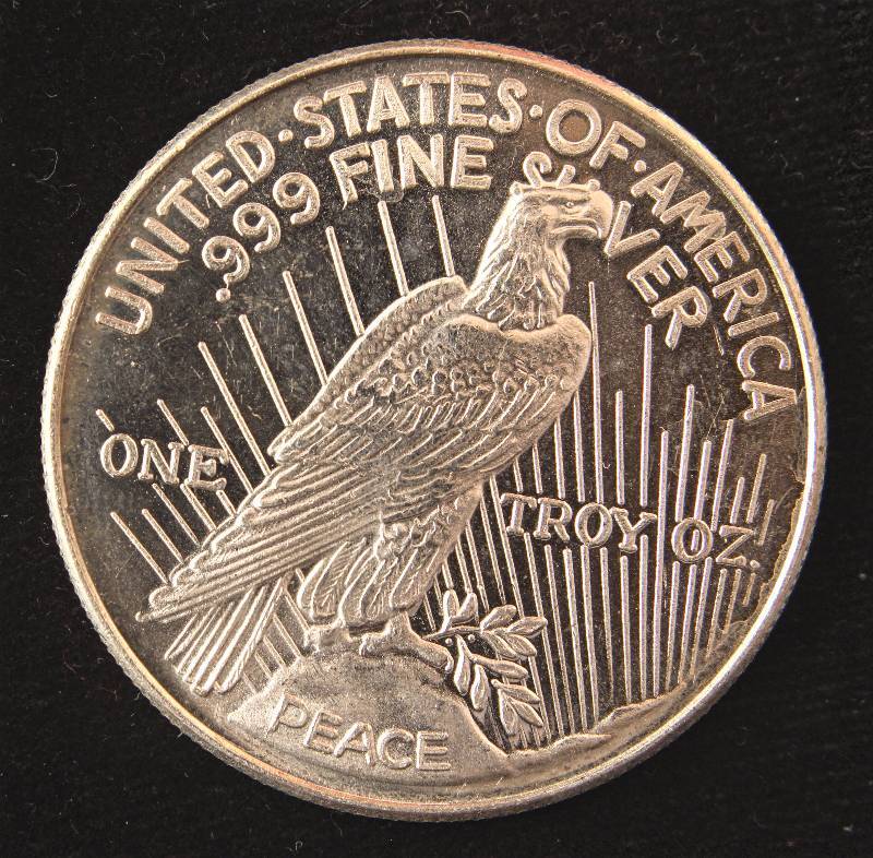 1 TROY OZ. .999 FINE SILVER PEACE DOLLAR DESIGN