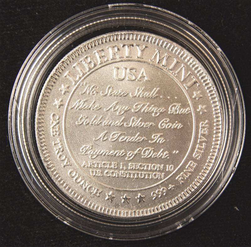 1 TROY OZ. .999 FINE SILVER LIBERTY MINT NO STATE SHALL... IN AIRTITE HOLDER