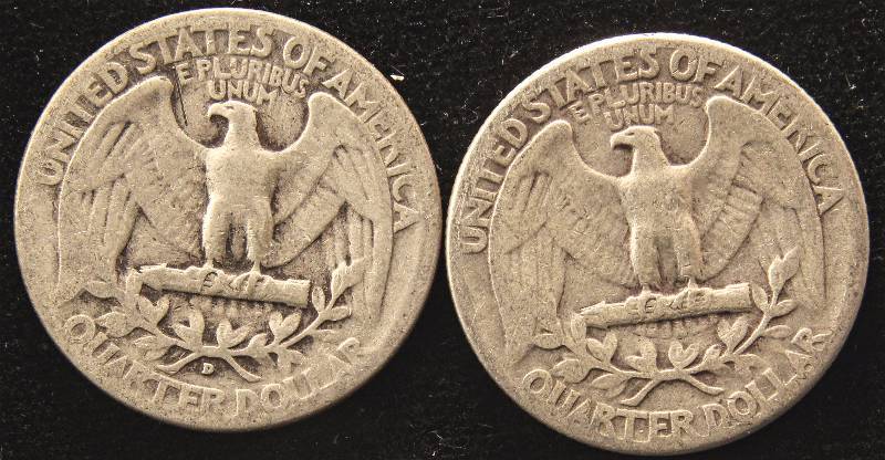 GROUP OF 2 WASHINGTON SILVER QUARTERS 1943P & 1943D