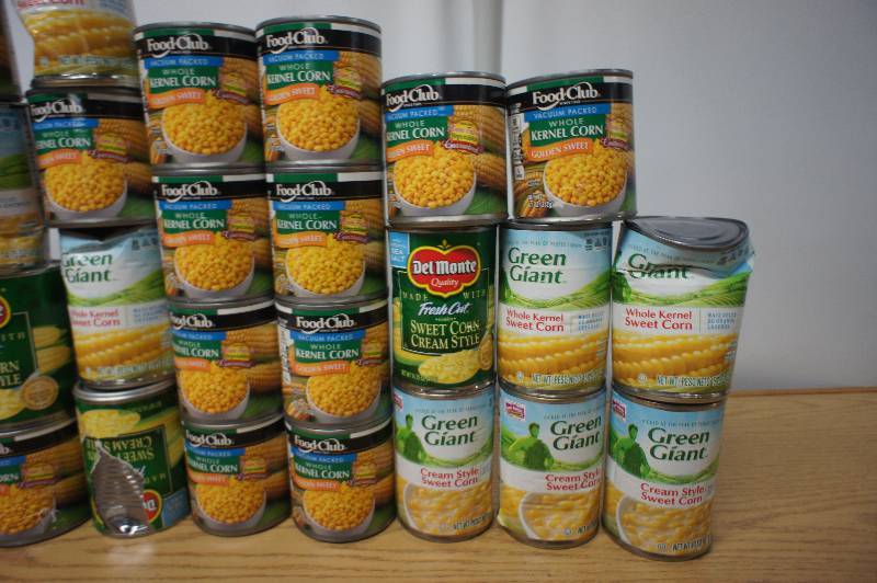 lot 181 image: Large Lot of Assorted Cans of Corn - All Items Expired In 2016 -