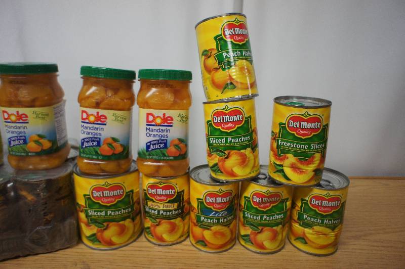 lot 187 image: Large Lot of Assorted Cans of Fruit - All Items Expired In 2016 -