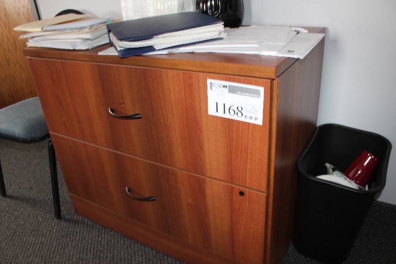 lot 1168 image: 2-Drawer Wood Lateral File Cabinet