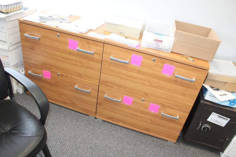 lot 1164 image: Lot of (2) 2-Drawer Wood Lateral File Cabinet