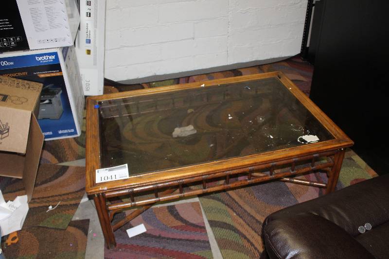 Glass Top Wood Coffee Table