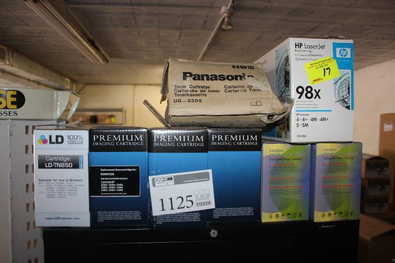 Lot of (7) Misc Boxes of Printer Cartridges For Brother, Lexmark, HP