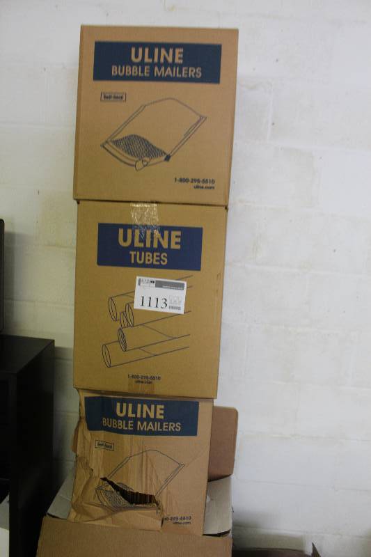 Lot of (4) Boxes of Uline Bubble Mailers, Tubes