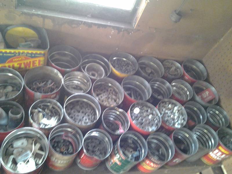 lot 36 image: Large Lot Of Coffee Cans Full Of Hardware & Other Misc (Nuts, Bolts, Washers & More)
