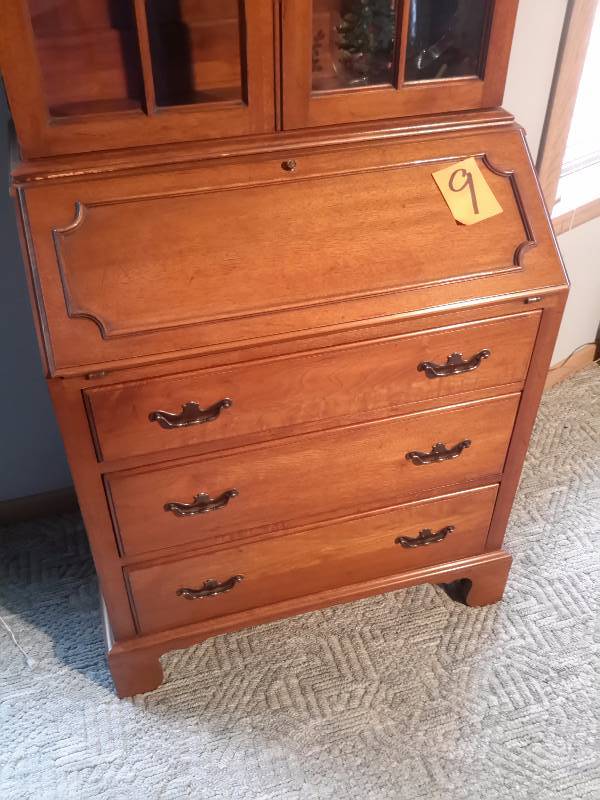 lot 9 image: Walnut, 2 Part hutch, Secretary.  WalnutDavis.