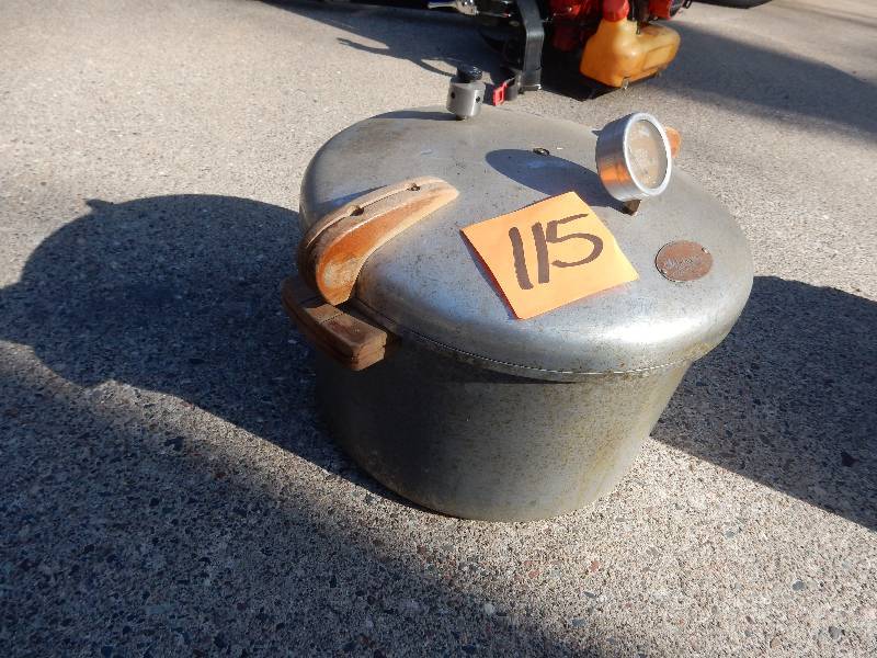 lot 115 image: Large pressure cooker.. Has gauges and relief Valve