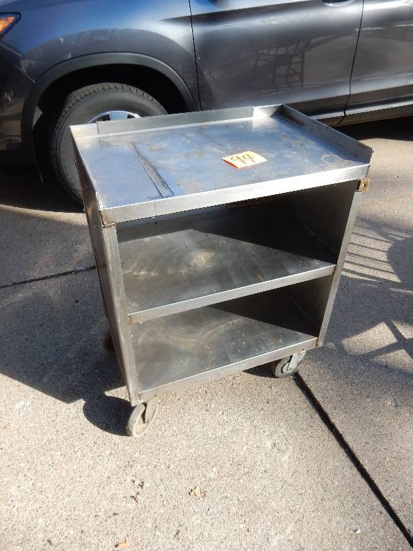 lot 94 image: Stainless Steel Cart with simulated wood sides