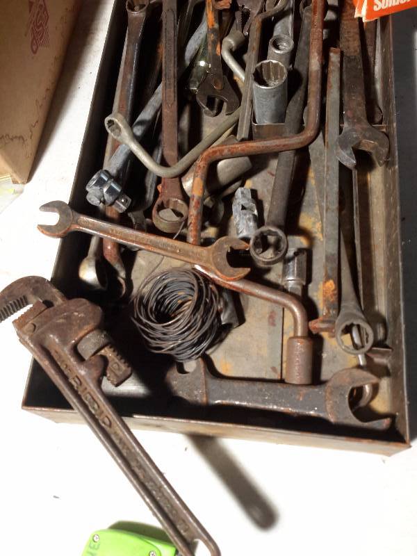 lot 134 image: Misc. Wrenches and hardware as pictured