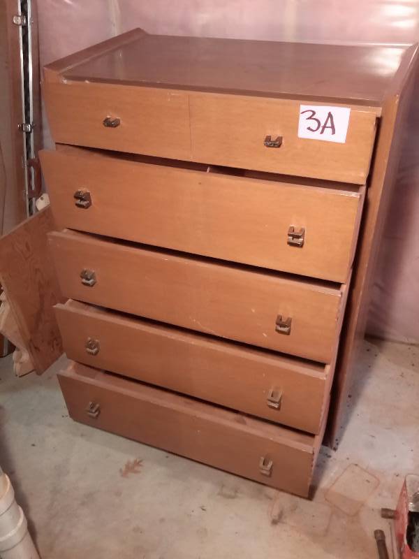 lot 3A image: Nice Mid Century Style Tall Boy Dresser