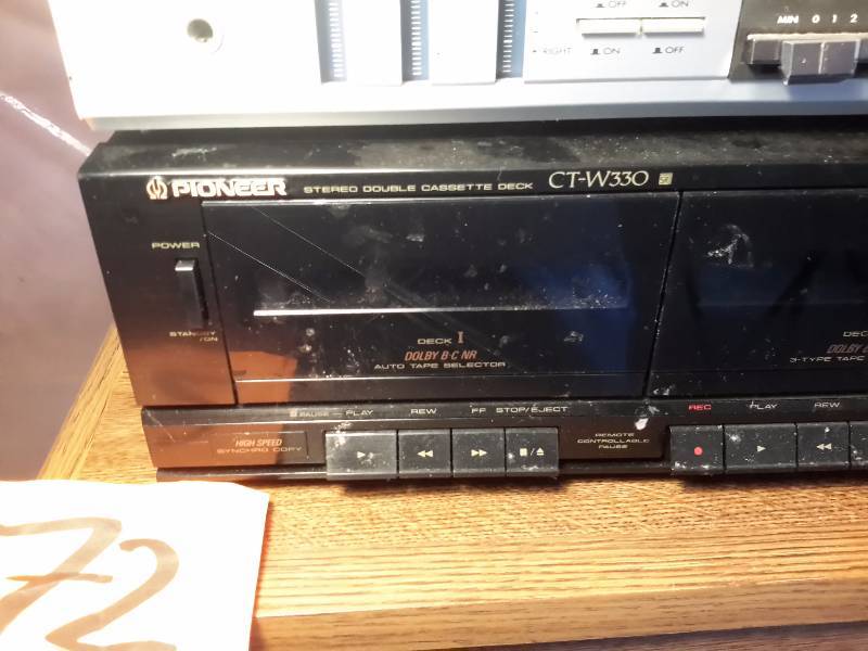 lot 72A image: Pioneer CT-W330 Cassette player and receiver  JVC R-K10 Receiver.. Stereo Cabinet