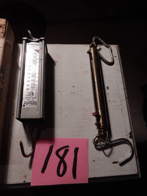 lot 181 image: 2 Vintage Fish Scales. Hanson and no name shown on one