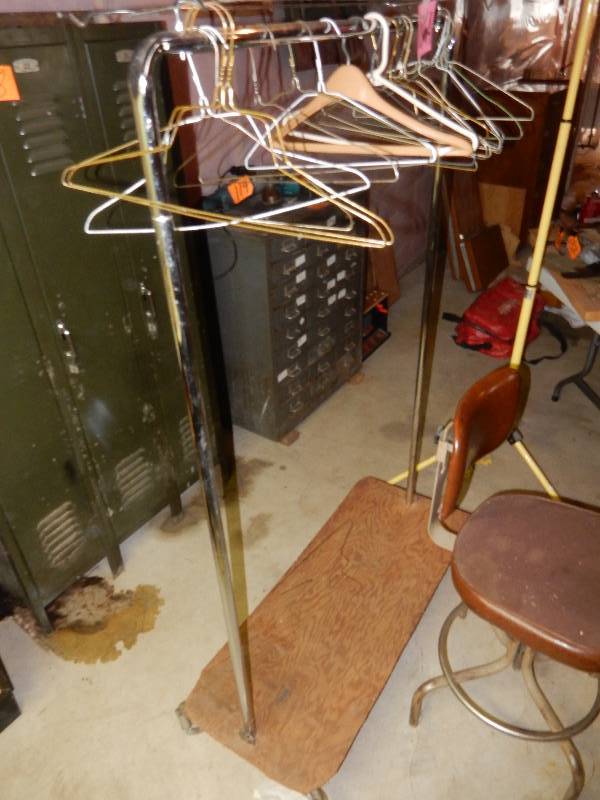 lot 186A image: Hanging Clothes Rack on wheels plus Vintage office Chair
