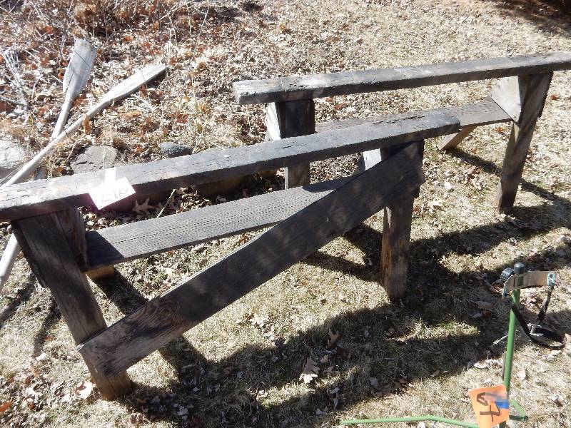 lot 246 image: Pair of wooden Saw Horses