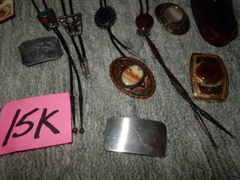 lot 15K image: Bolo Ties and Belt Buckles