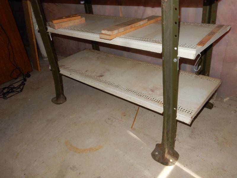 lot 19B image: Metal frame and Butcher Block top work bench