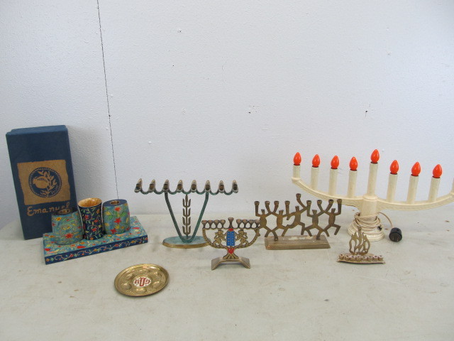 lot 10 image: Vintage etc Jewish Items Including Menorahs