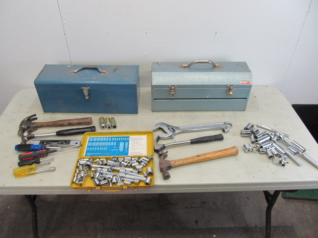 lot 48 image: 2 Metal Tool Boxes wTools Sockets etc