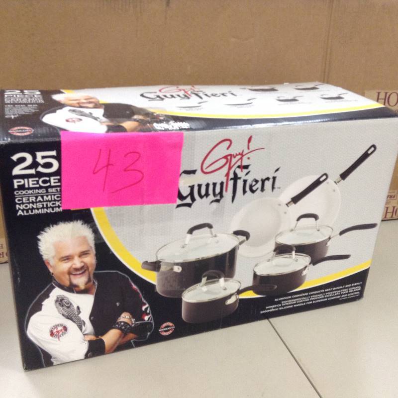 Guy Fieri 25-pc. Ceramic Nonstick Cookware Set  New