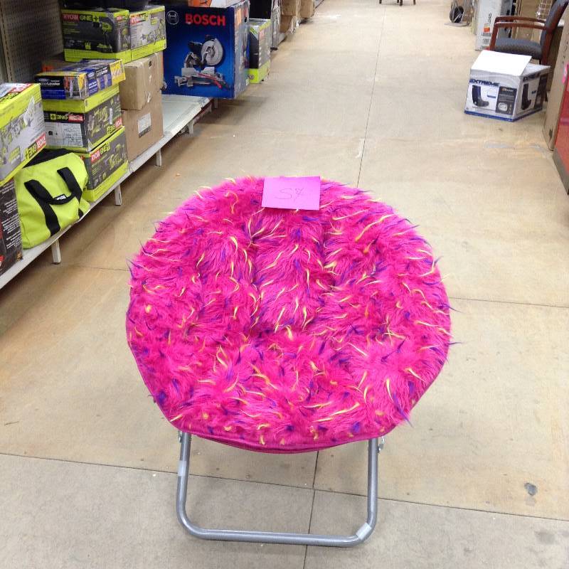 Your Zone Spiker Faux Fur Saucer Chair Multiple Colors Pink