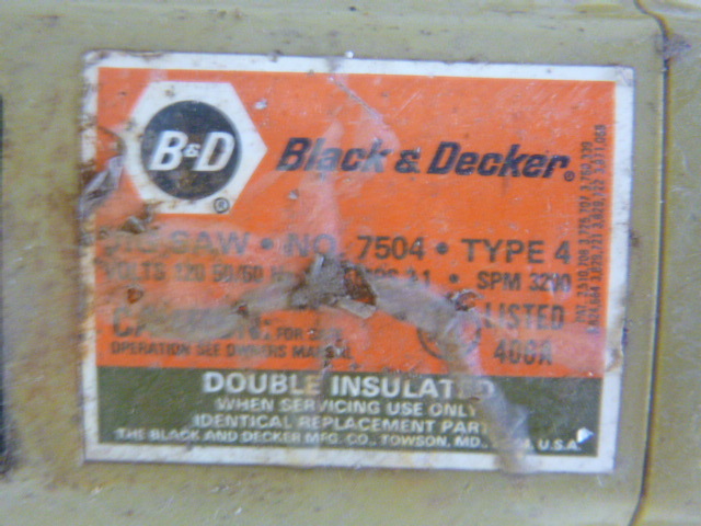 VINTAGE BLACK AND DECKER 7504 JIG SAW TYPE 6 SINGLE SPEED