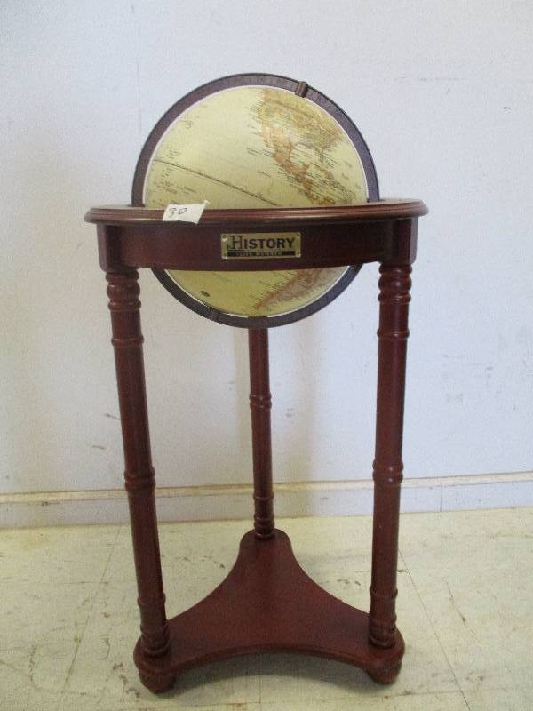 lot 30 image: World Globe and Wood Stand