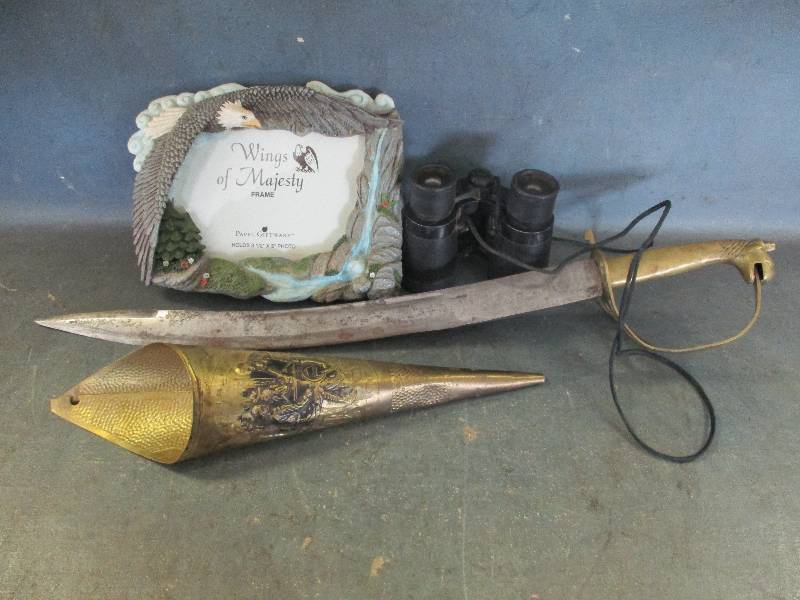 lot 73 image: Binoculars, Eagle frame, and more