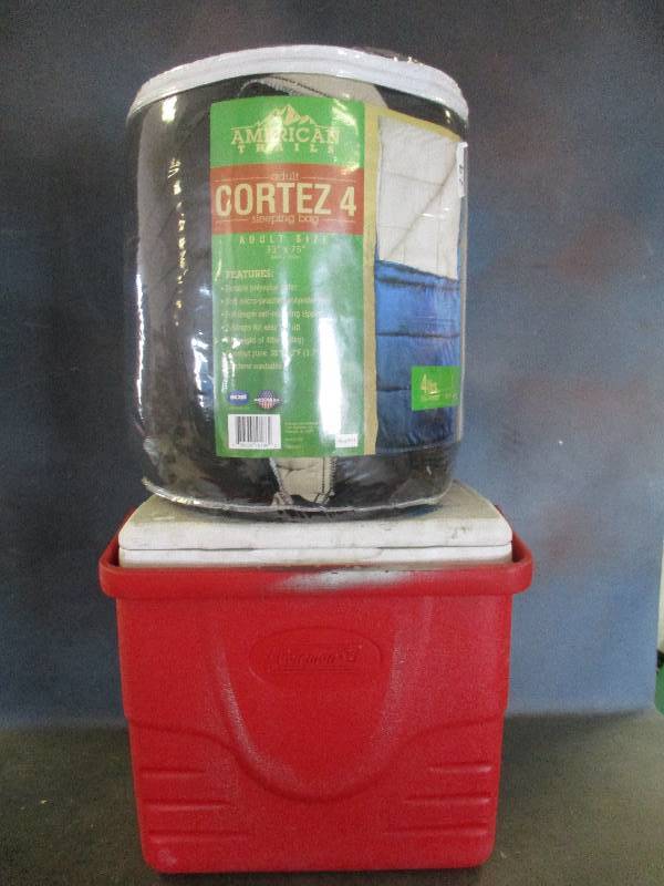 lot 79 image: Sleeping Bag and Cooler
