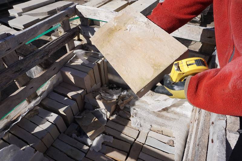 Pallet of Sawn Limestone Pavers