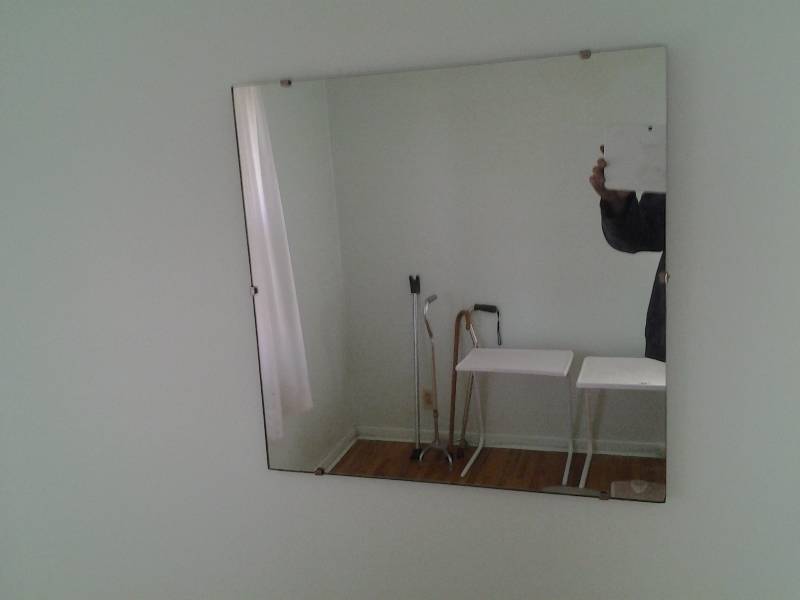 lot 12 image: Wall Mirror 24x24, Painting By J. Chikar 40x28