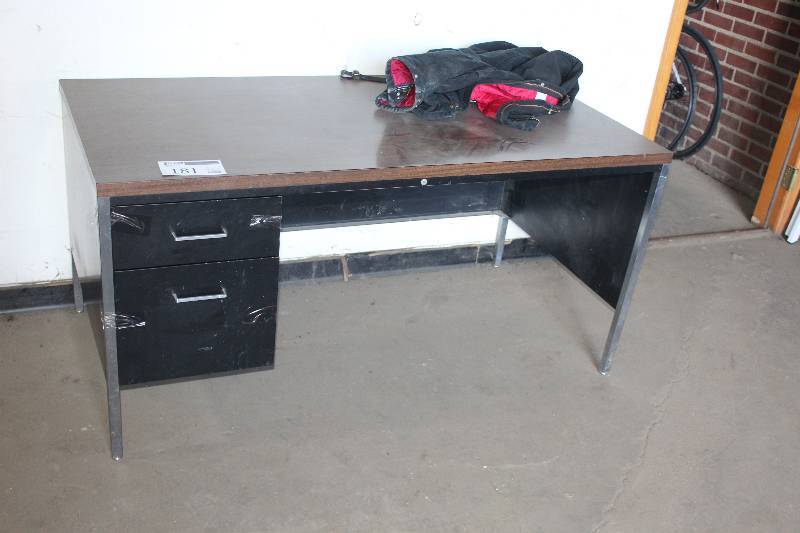 lot 181 image: 2-Drawer Metal Office Desk