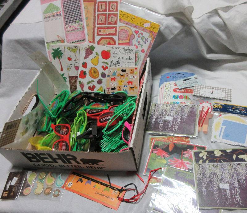 lot 38 image: NEW Large Lot of Kids Sunglasses, Stickers, Scrap Booking Items,