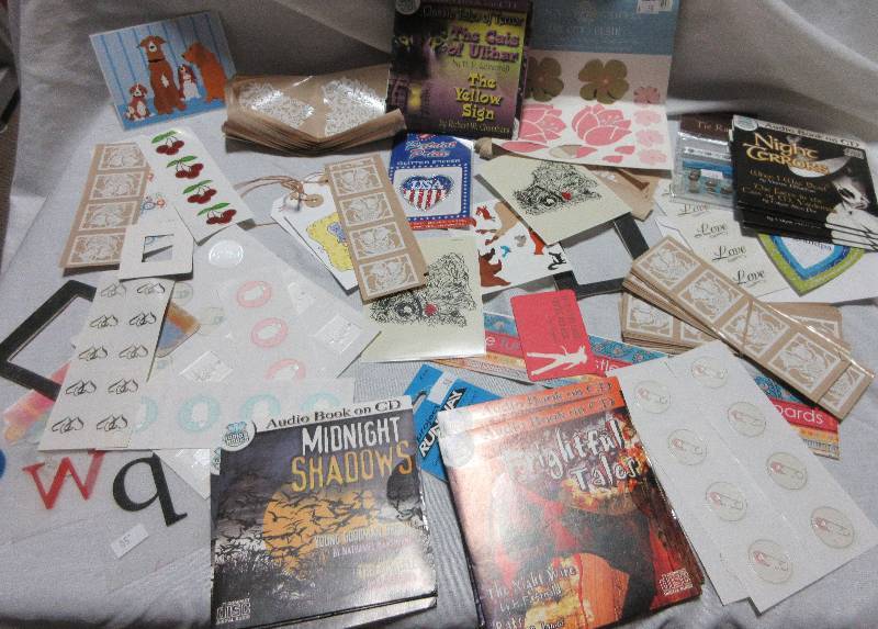 lot 192 image: BOX LOT OF NEW STICKERS AND SCRAP BOOKING ITEMS - HALLOWEEN CDS
