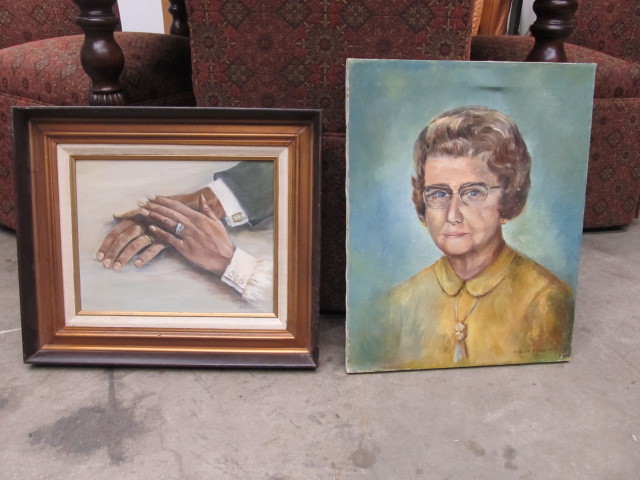 lot 13 image: Pair of Vintage Signed Oil Paintings - Aitkin, MN Artist