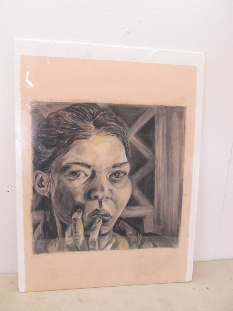lot 50 image: Signed Charcoal Portrait