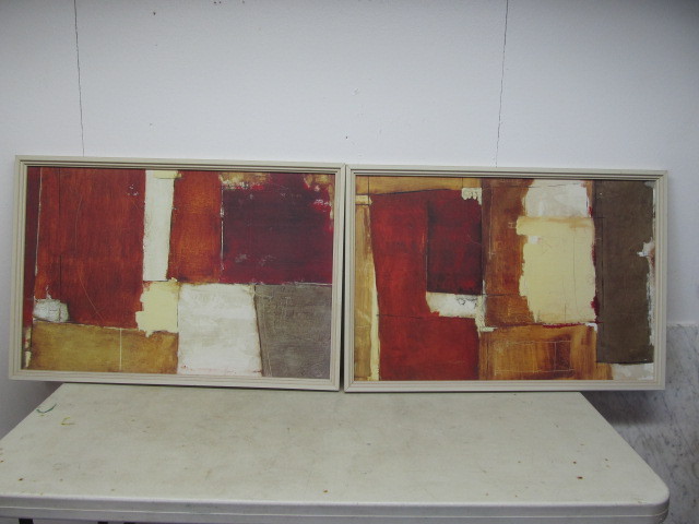 lot 51 image: Pair - Mid Century Style Contemporary Art