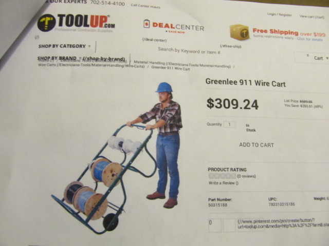 lot 2 image: GREENLEE Model 911 WireCable Cart - LIKE NEW