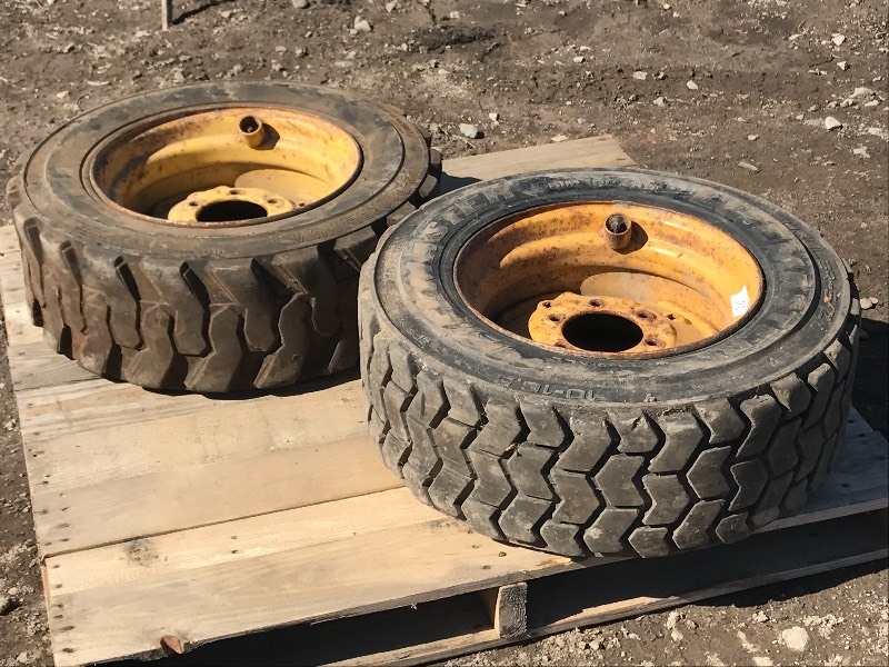 lot 20 image: (2) 6-Lug Skidloader Wheels (New Ho...