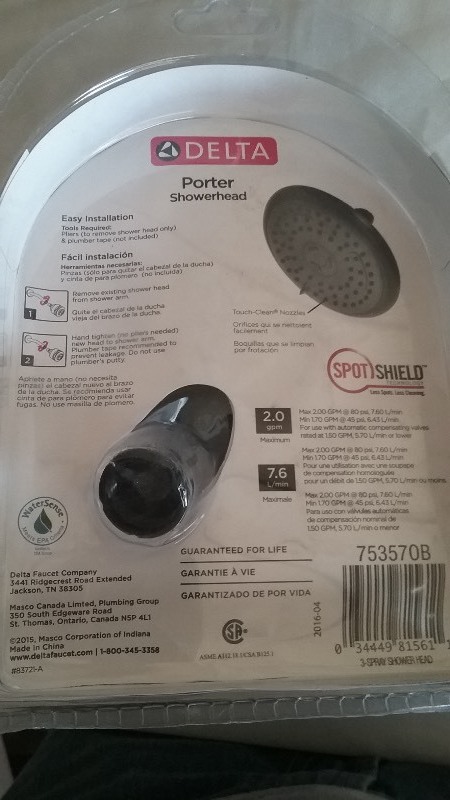 Delta Porter Shower Head