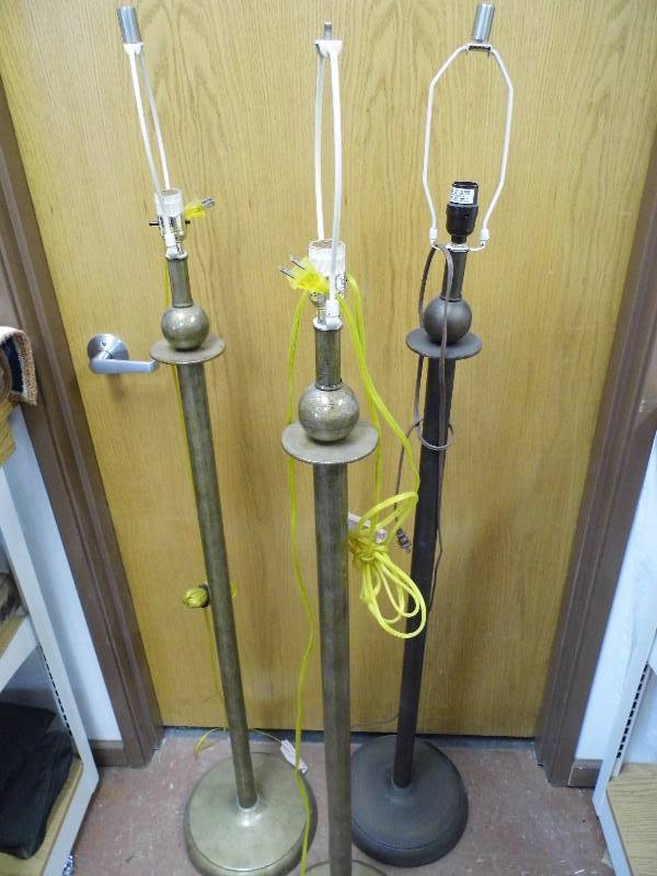 lot 14 image: 3 Metal Floor Lamps