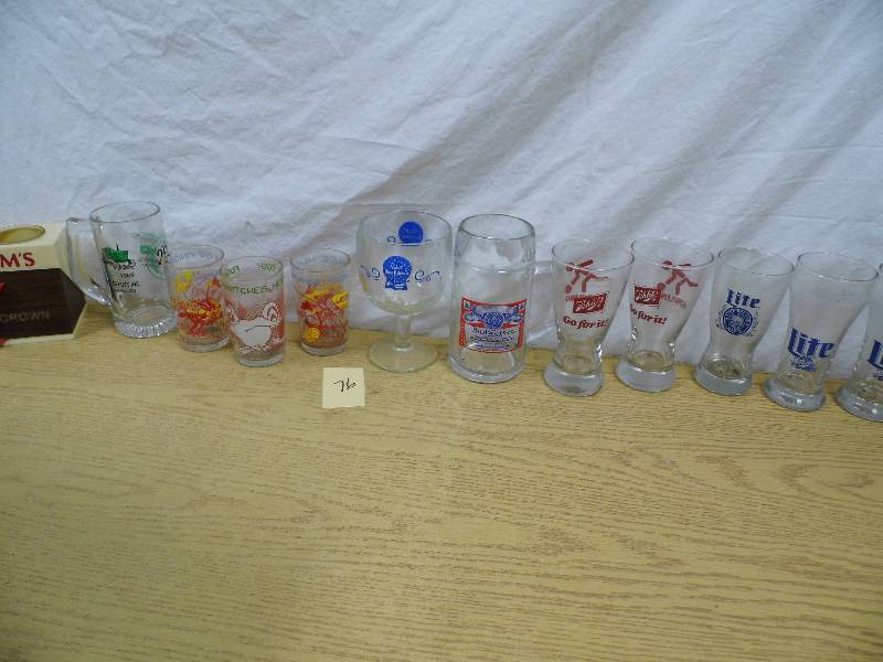 lot 76 image: Beer Glasses - Jelly Jar Glasses