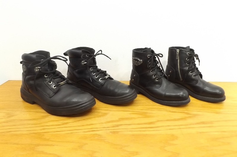 lot 6 image: 2 Man and Woman Black Leather Harley Davidson Brand Boots
