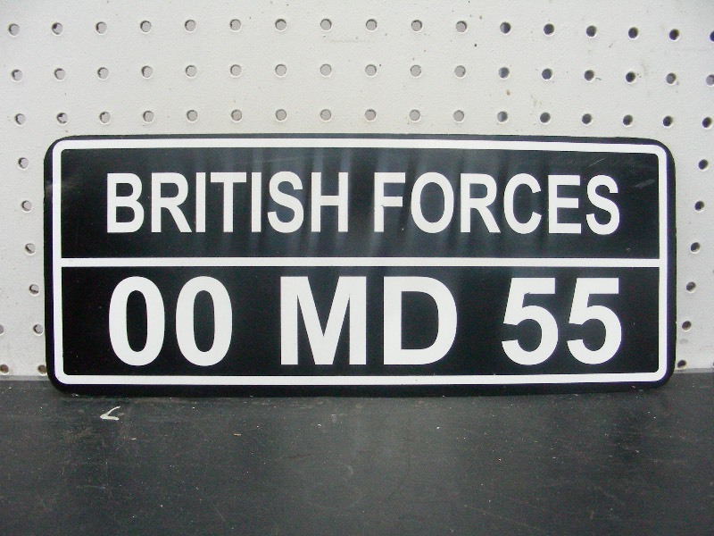 lot 41 image: Metal British Forces License PlateSign