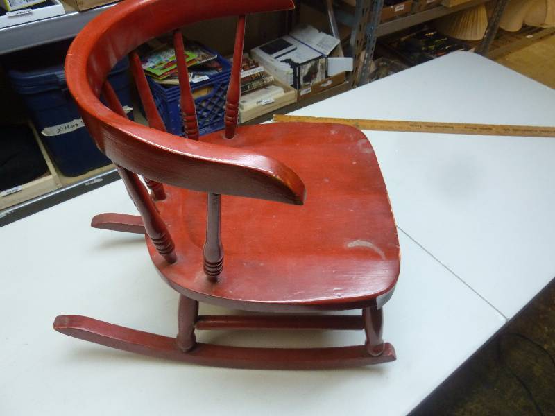 lot 34 image: Antique Wooden Childs Rocking Chair