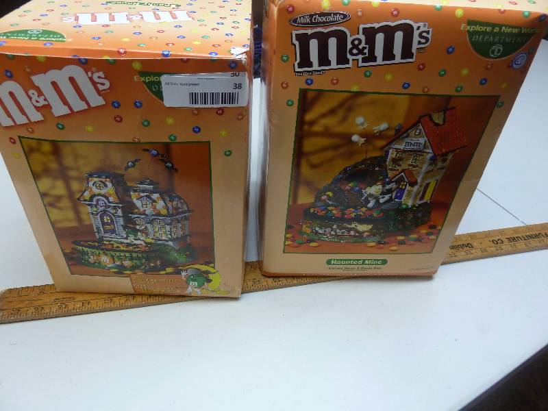 lot 38 image: Dept. 56 M&Ms Ceramic Halloween Candy Dishes